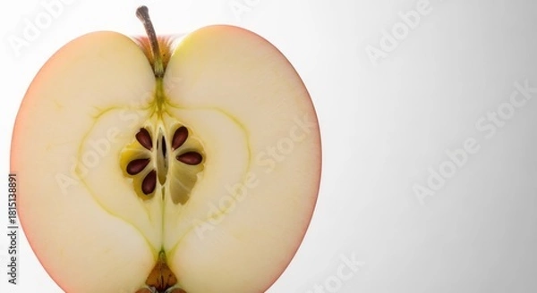 Obraz Translucent Slice: A Delicate Apple Interior Displaying Seeds and Structure