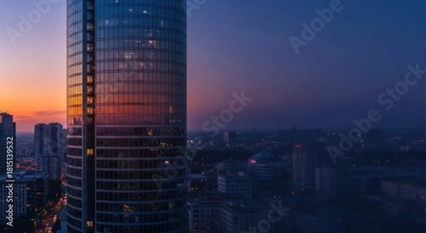 Obraz Captivating Cityscape: Modern Architecture Meets Evening's Embrace