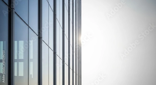 Obraz Urban geometry: Minimalist glass facade with sunlight reflection design