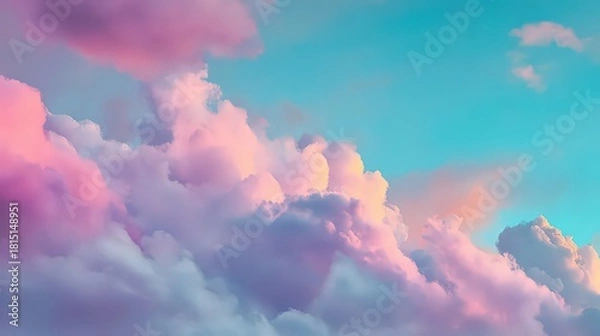 Obraz Vibrant Pink and Blue Cloudscape with Soft Lighting and Atmospheric Perspective