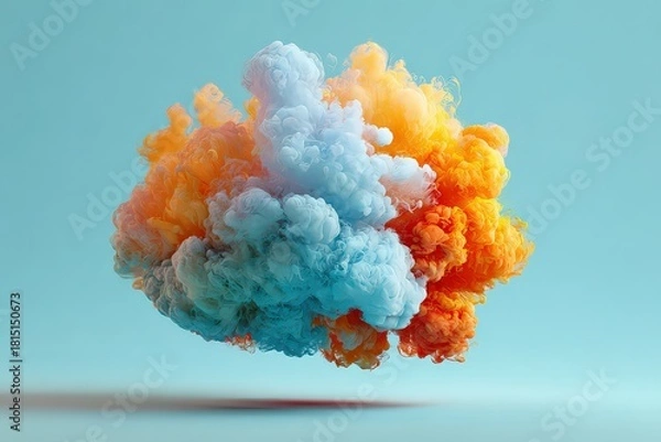 Obraz Abstract Colorful Cloud Shape Floating Against Turquoise Background