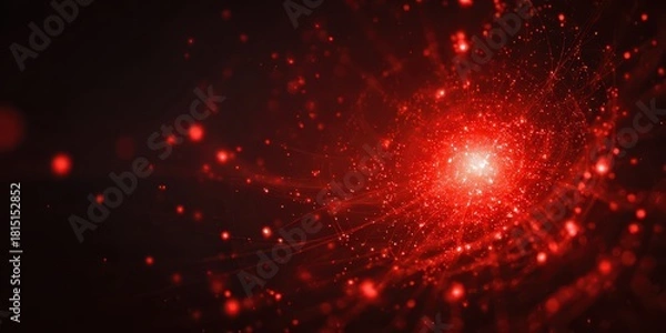 Obraz Abstract red light particles and lines creating a vortex in dark background