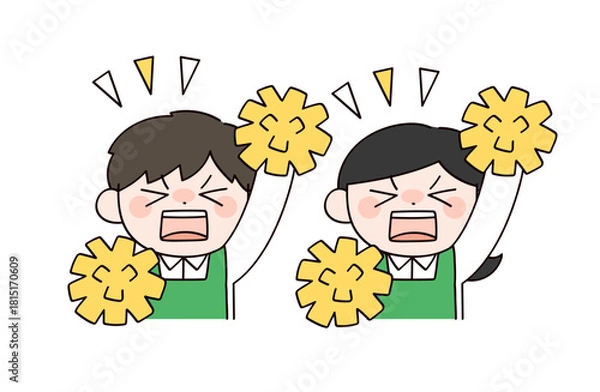 Obraz 応援するスーパーの店員イメージの男女イラスト