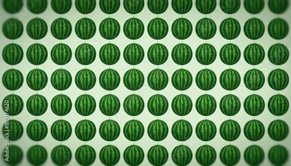 Obraz Watermelon pattern background with many green watermelons in rows.