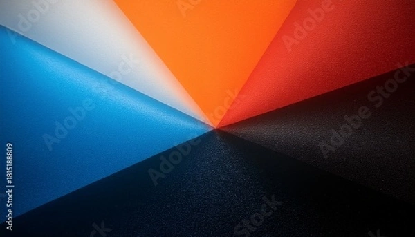 Fototapeta Black Blue Orange Red White Abstract Gradient Background With Grain And Noise Texture