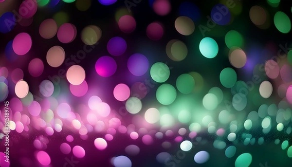 Fototapeta Bokeh Lights Effect On Pink Purple Green Color Black Background Gradient Color Abstract Blur Glitter Defocused Seamless Polka Dot Pattern Creative Illustration Design