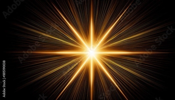 Fototapeta Golden Glowing Star Png With Soft Light Rays And Bright Flare Effect On Transparent Background Elegant Sunburst Element For Festive Or Luxury Design