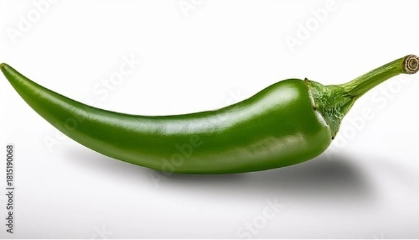 Fototapeta A Single Fresh Green Chili Pepper With A Stem Isolated On A White Background Png Transparent