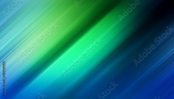 Fototapeta A Gradient Of Green And Blue Hues With A Blurred Effect And A Diagonal Dark Streak Across The Image