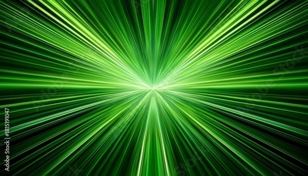 Fototapeta Green Neon Radial Ray Background Abstract Light Burst Effect Speed Motion Backdrop
