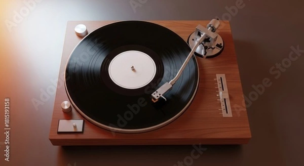 Fototapeta Nostalgic vibe turntable, an analog music experience for vinyl record lovers