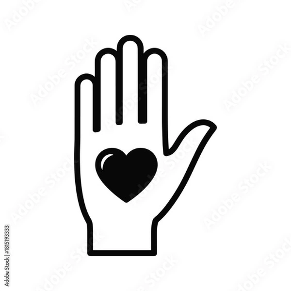 Obraz Hand with heart symbol representing love or care isolated on