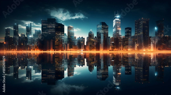 Obraz dubai skyline at night