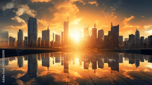 Obraz sunset over the city