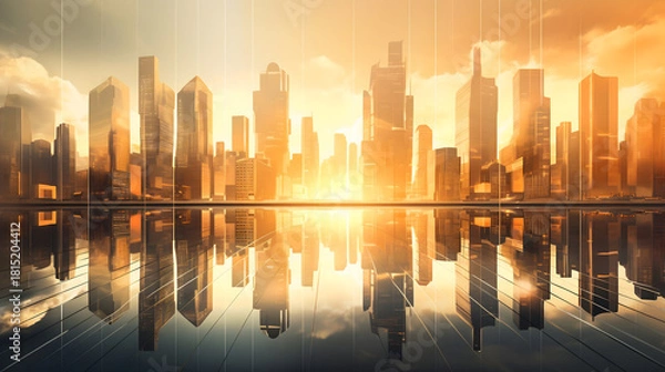 Obraz sunset over the city