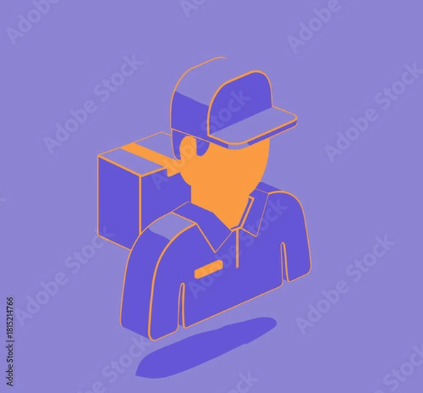 Fototapeta Delivery person with package representing order fulfillment and logistics concept