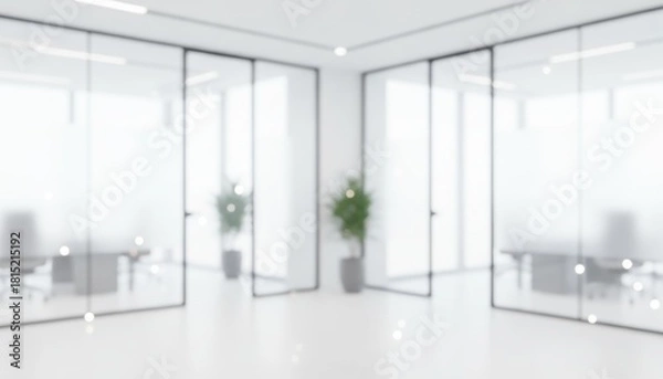 Fototapeta Modern Minimalist Office with Natural Light and Greenery