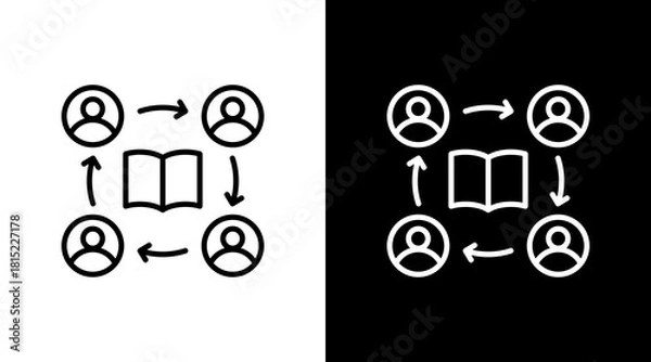 Obraz Knowledge Sharing White Icon Set Design