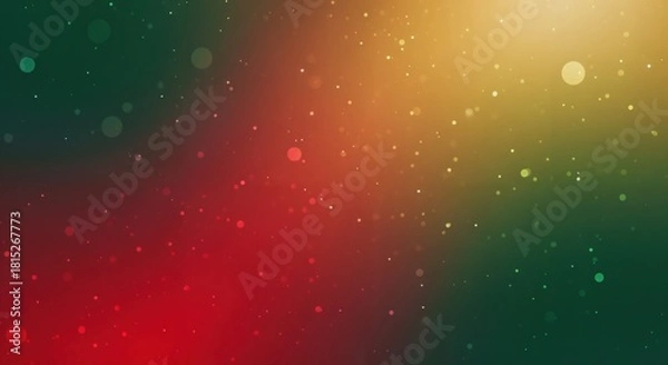 Fototapeta Abstract Gradient Background with Sparkling Bokeh Lights and Dust Particles in Vibrant Red Green and Golden Hues