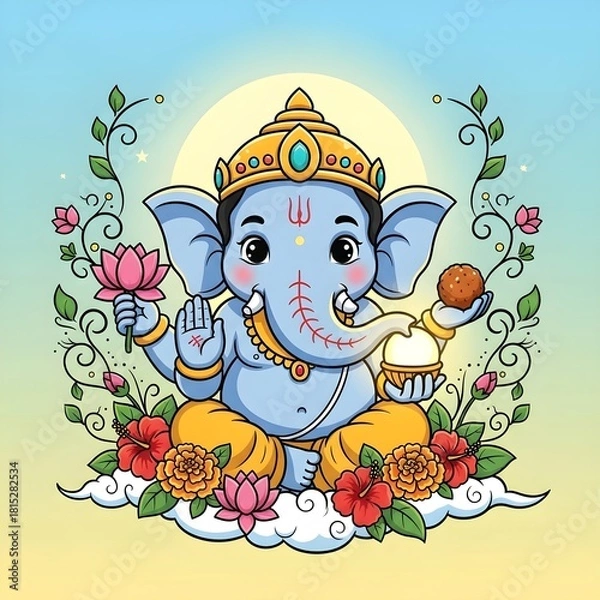 Obraz owl with flowers