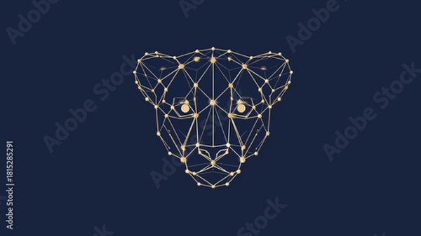 Fototapeta A stylized cheetah head formed by interconnected golden lines and nodes, representing network and strategy.