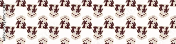 Fototapeta Hand drawn angelic messenger for Christian Christmas vector border. Lino cut Angels with star of Bethlehem trim. Religious nativity scene washi tape.