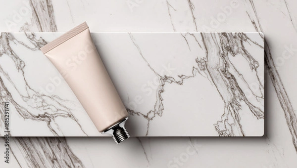 Obraz Elegant skincare product on marble background for beauty and wellness promotion, showcasing clean lines and modern aesthetic, perfect for digital marketing