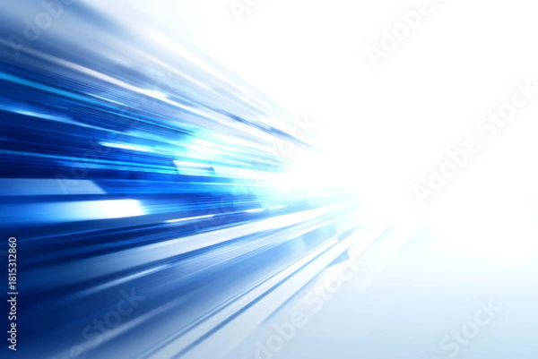 Obraz ホワイトの強い光がブルーラインと共に走るダイナミックな背景