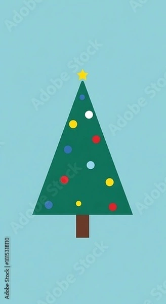 Obraz Festive Christmas Tree Illustration with Colorful Ornaments and Star.