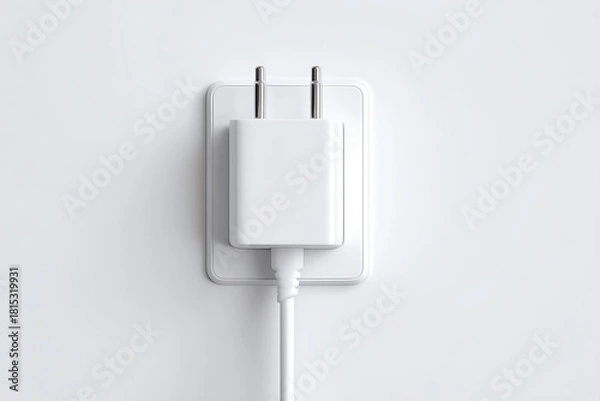 Obraz 白背景に電源アダプターのプラグ