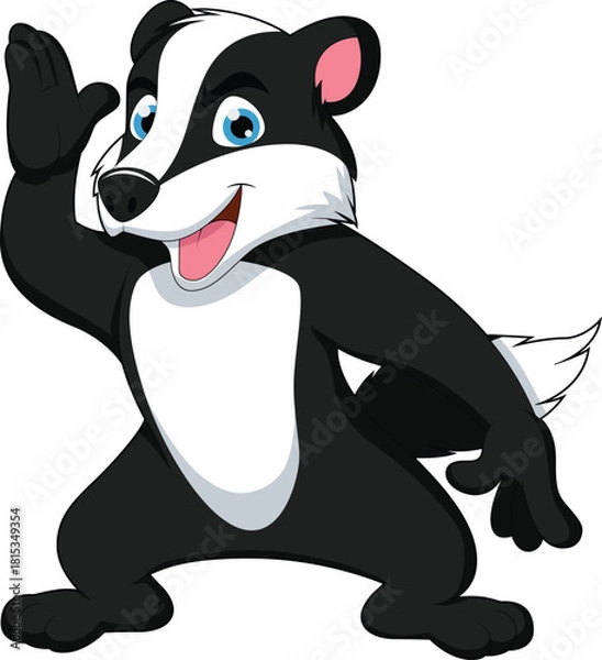 Obraz Cute badger waving