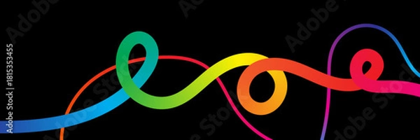 Obraz Abstract  Wavy Rainbow Background with Gradient Color Lines Shapes. Vector Lines Pattern. Fluid Graphic Design Element