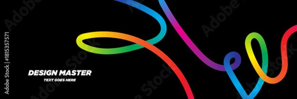 Obraz Rainbow Wavy Line Pattern – Abstract Gradient Color Shapes and Fluid Geometric Vector Design