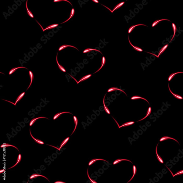 Obraz Hearts made by fen fires,  seamless pattern, vector background.