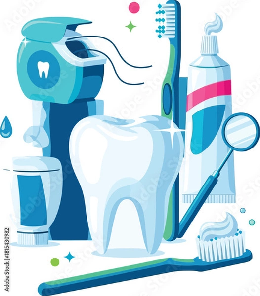 Obraz tooth brush and tooth paste