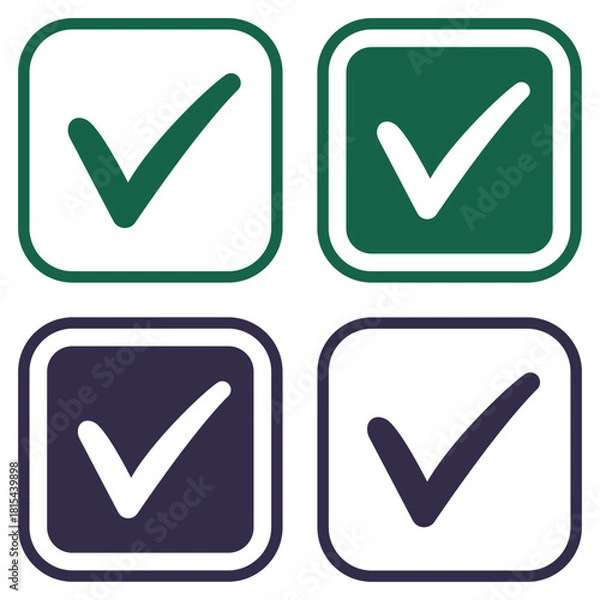 Fototapeta Checkmark icon set isolated on white background.