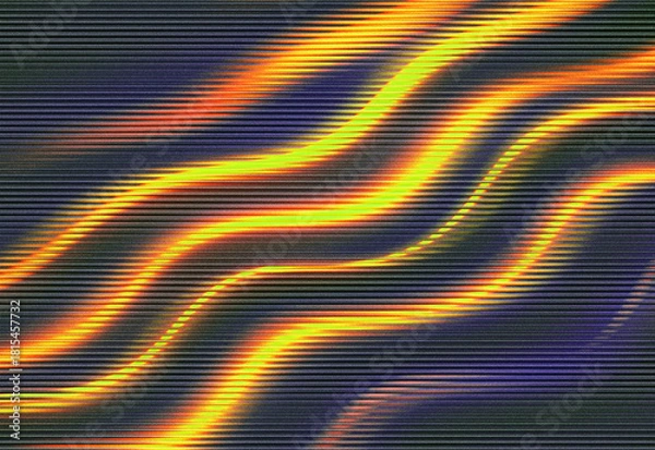 Obraz Dynamic Luminous Electric Wavy Lines with Scanline Effect Background