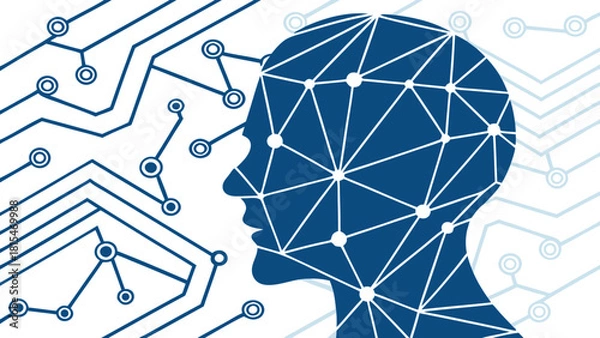 Fototapeta Abstract human head design with connected dots and lines, symbolizing technology and innovation