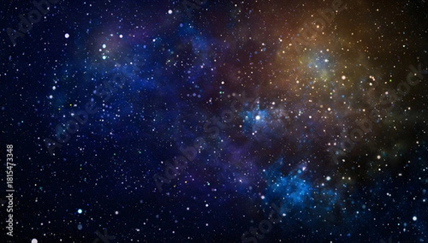 Fototapeta Deep Space Starfield Background with Colorful Blue and Gold Nebula Texture