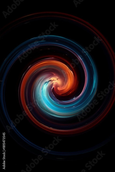 Fototapeta Colorful Abstract Spiral Vortex on Black Background - Digital Energy Swirl