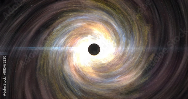 Fototapeta Supermassive Black Hole Event Horizon in Bright Swirling Accretion Disk