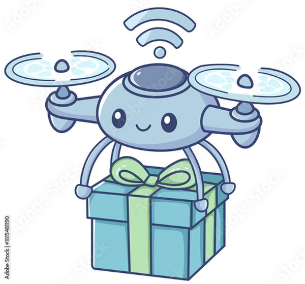 Fototapeta cute drone with gift box