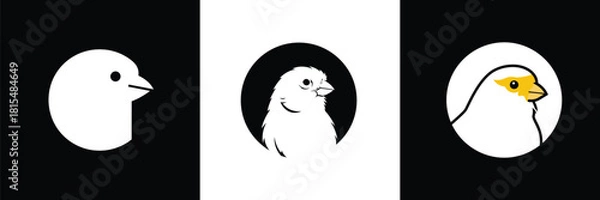 Fototapeta A modern set of minimalist bird head icons in a clean, graphic logo design style
