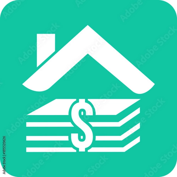 Obraz White house symbol over a stack of cash with dollar sign representing real estate investment and financial security