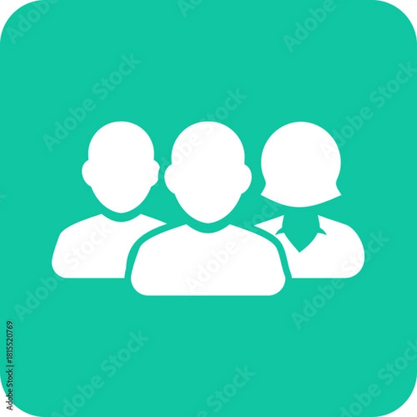 Obraz Simple white icon representing a diverse group of three people standing together against a teal background