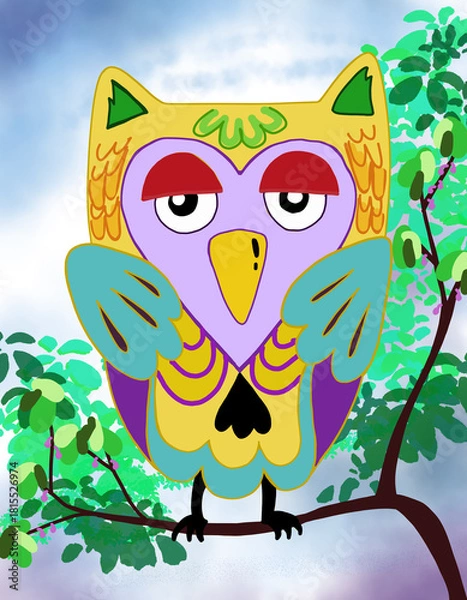 Obraz owl on branch