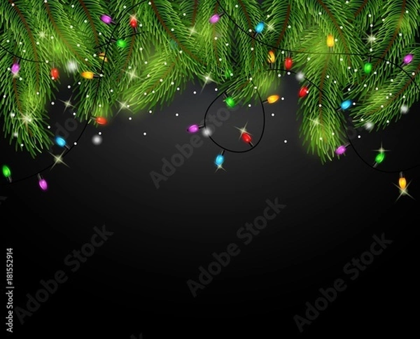 Obraz Christmas card background with fir branches and pine cones