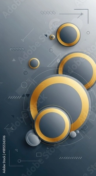 Obraz Sophisticated golden circles over a shadowy geometric backdrop, perfect for design projects