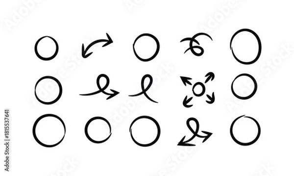 Fototapeta Hand drawn circles and arrows isolated on for presentations