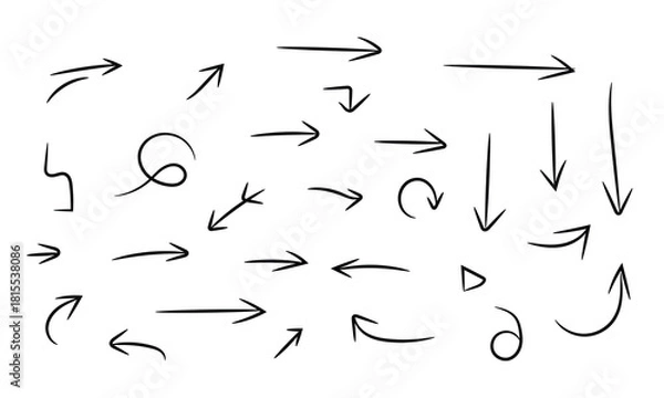 Fototapeta Hand drawn arrow set isolated on for presentation or design